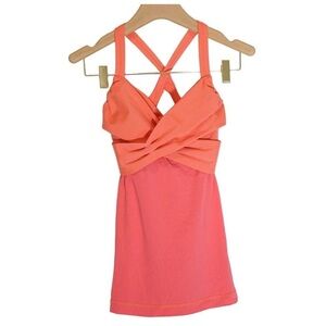 Lululemon wrap it up with built in bra pink and orange top size 6 NWOT